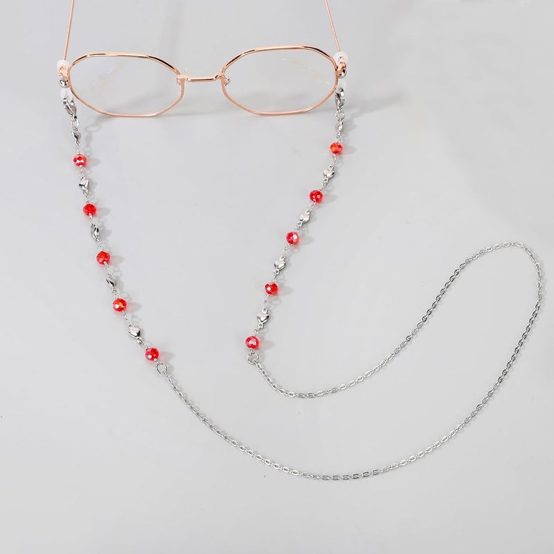 Hongeely Eyeglass Chain Silver Stainless Steel Handmade Necklace for Reading Glasses Sunglass Beaded Chains for Men Women - Image 3